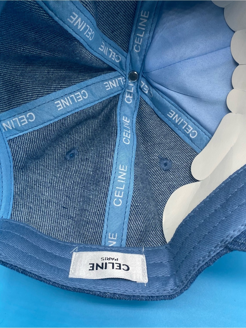 Celine Denim Baseball Cap with White Logo - Picture 3 of 3